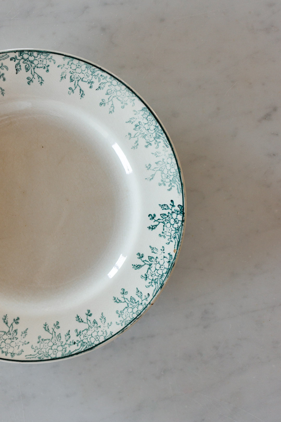 antique french Digoin transferware “creuses” soup plates, set of 7