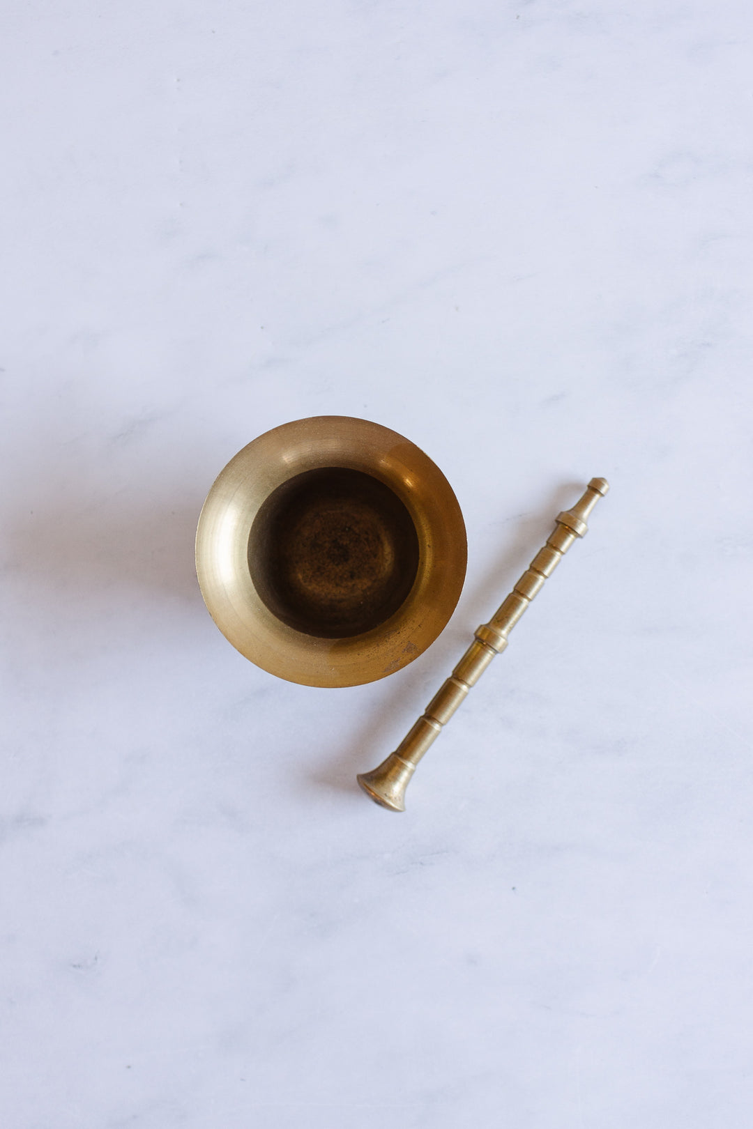 vintage french brass mortar and pestle