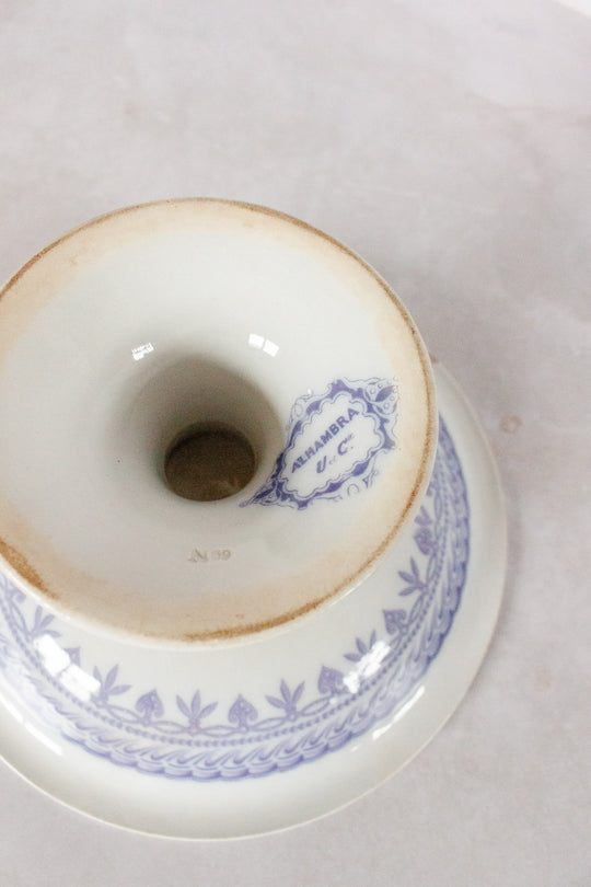 antique french purple transferware "compotier"