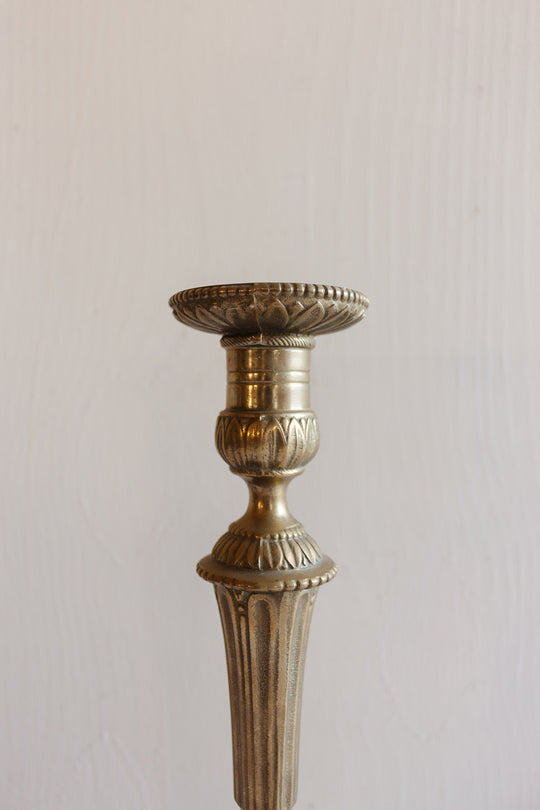 pair of 1920s French cast brass candlesticks