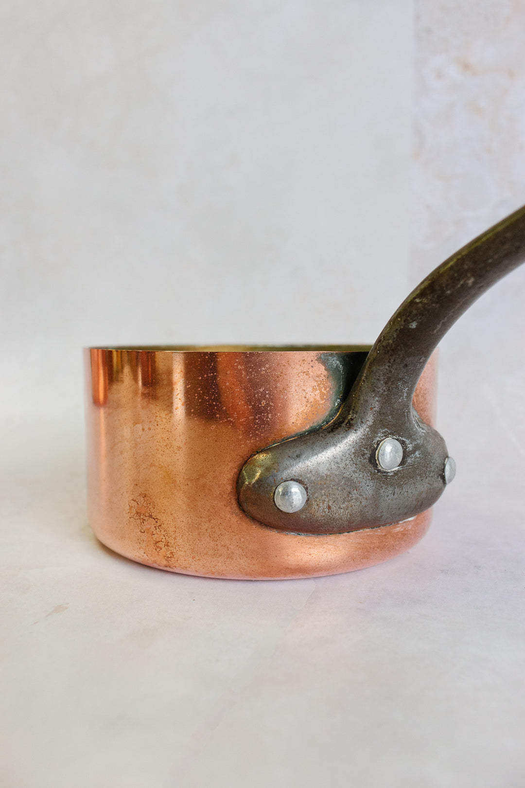 vintage French copper pans, graduated set of 4