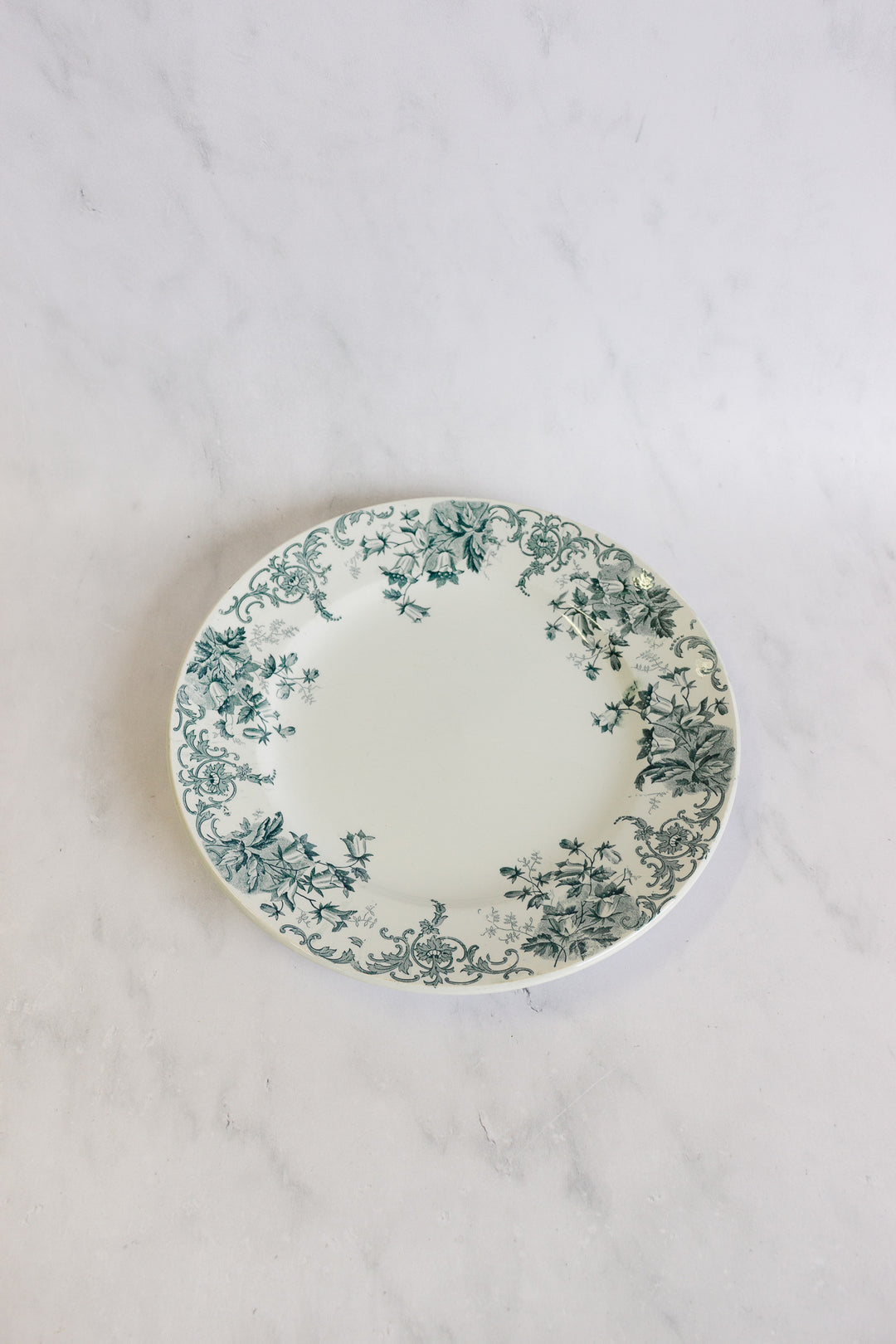 antique French transferware serving plates, set of two