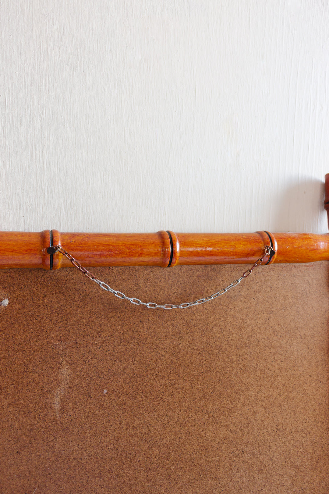 midcentury French bamboo mirror with cherry finish