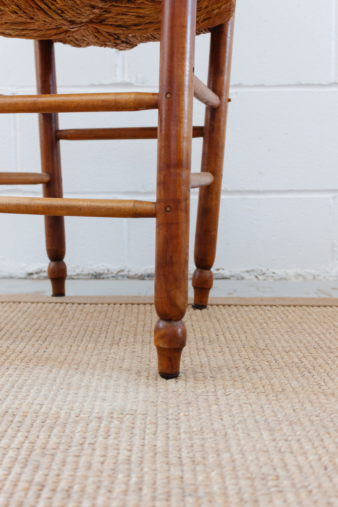 antique French provincial oak and rush chair