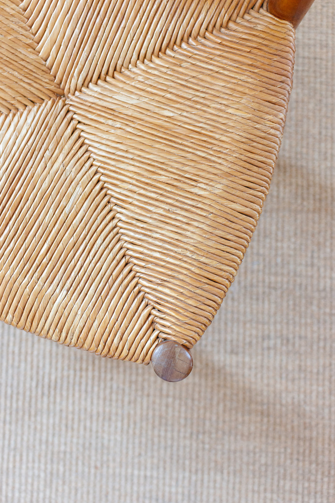 antique French provincial oak and rush chair