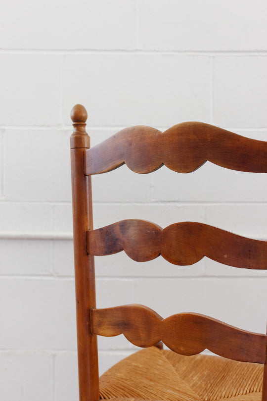 antique French provincial oak and rush chair