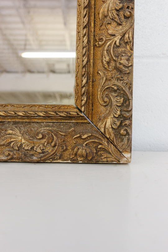 antique french gilt mirror with scrolling