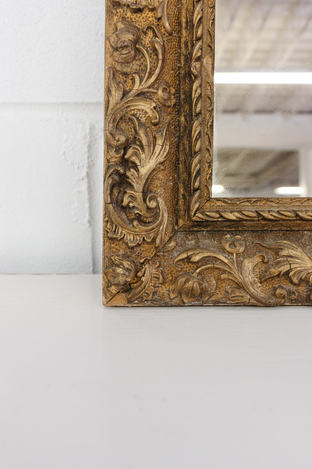 antique french gilt mirror with scrolling