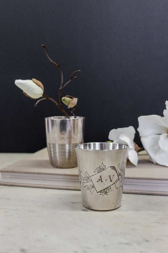 antique French christening cup - “Christian” or “AV”