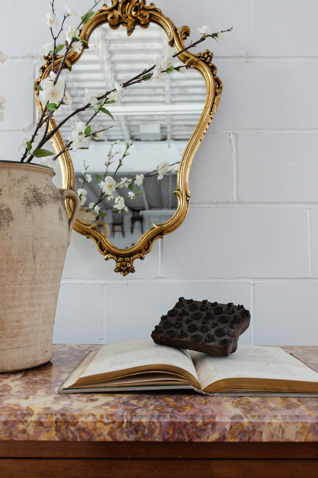 set of 1850s french “indienne” carved wood printing blocks