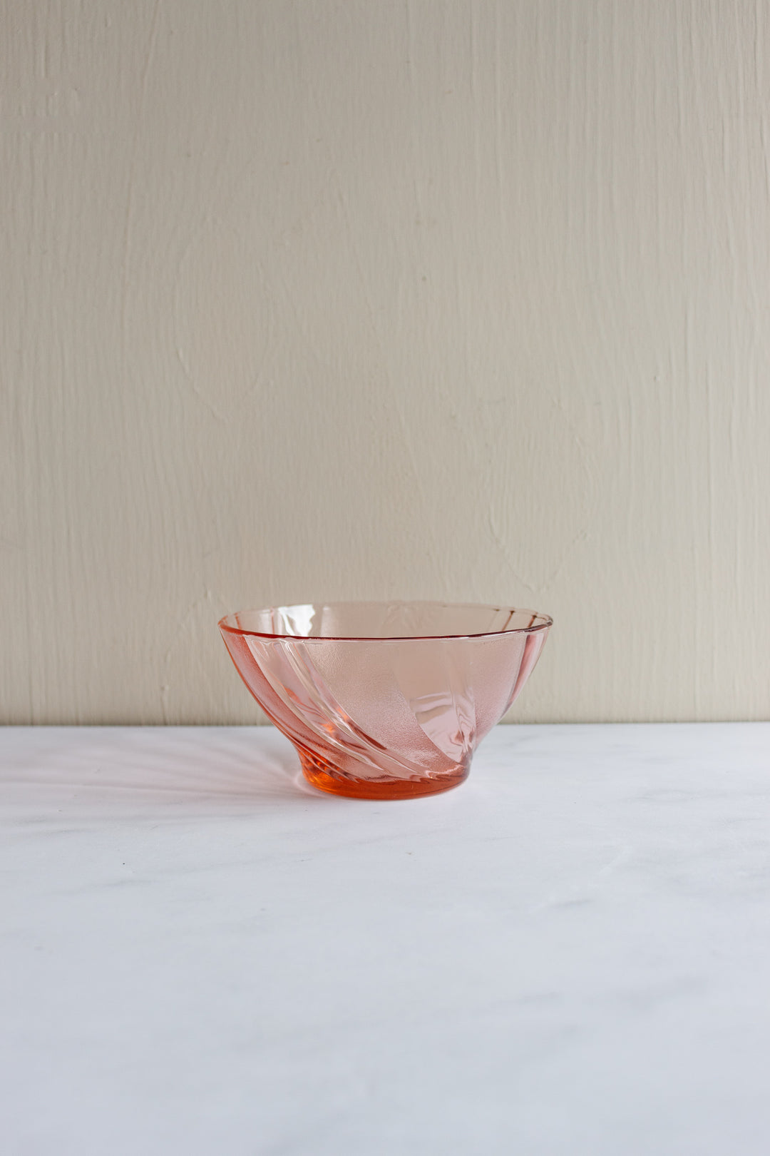 vintage French small pink glass serving bowls, set of three