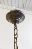 1920s converted Dutch hanging oil lamp milk glass pendant
