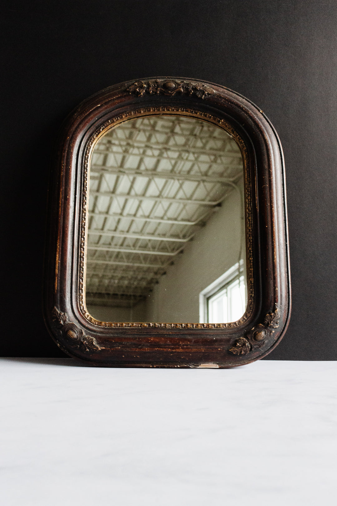 antique petite Victorian arched mirror