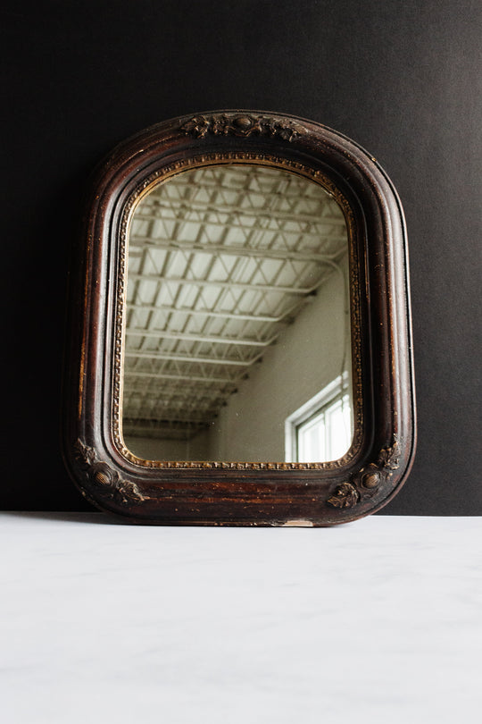 antique petite Victorian arched mirror