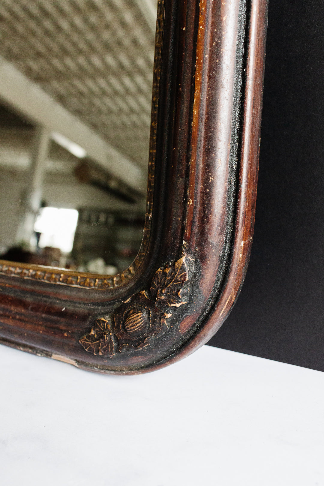 antique petite Victorian arched mirror