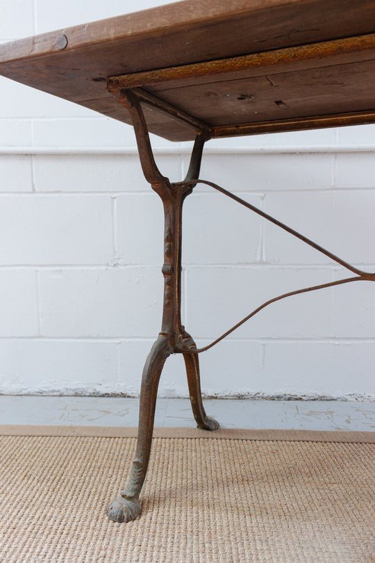 1920s French oak and cast iron bistro table