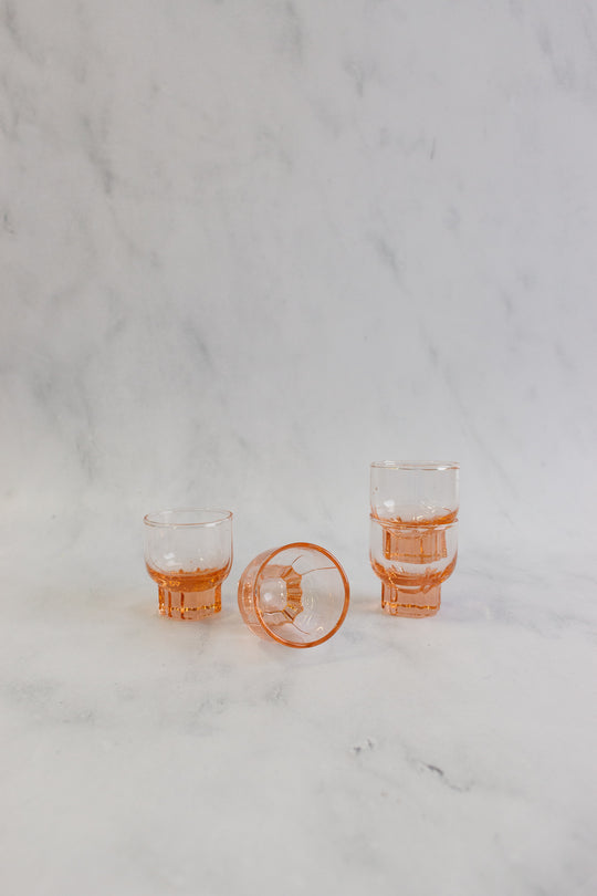 vintage French pink glass decanter set