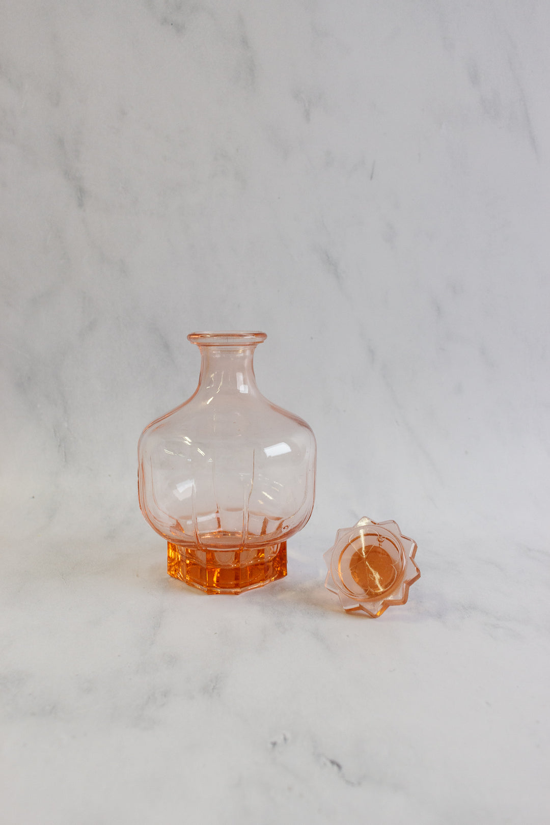 vintage French pink glass decanter set