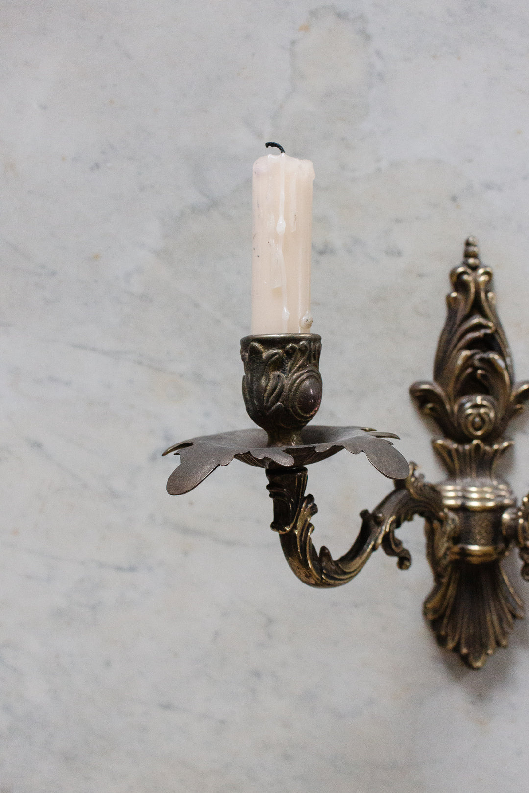 set of two antique French gilt ormolu candle wall sconce