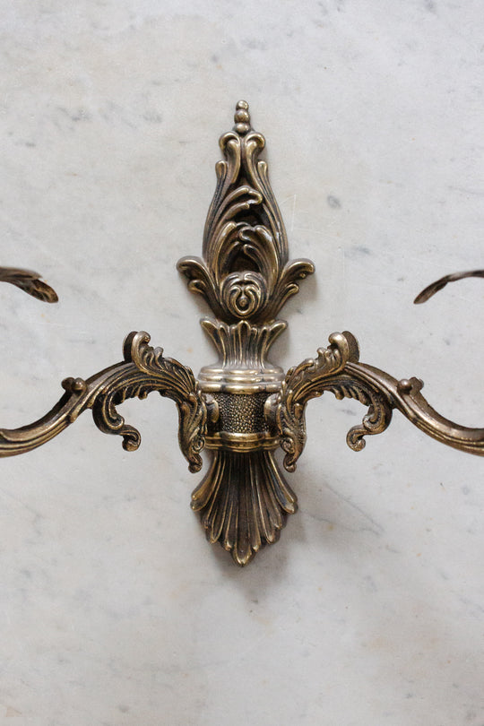 set of two antique French gilt ormolu candle wall sconce