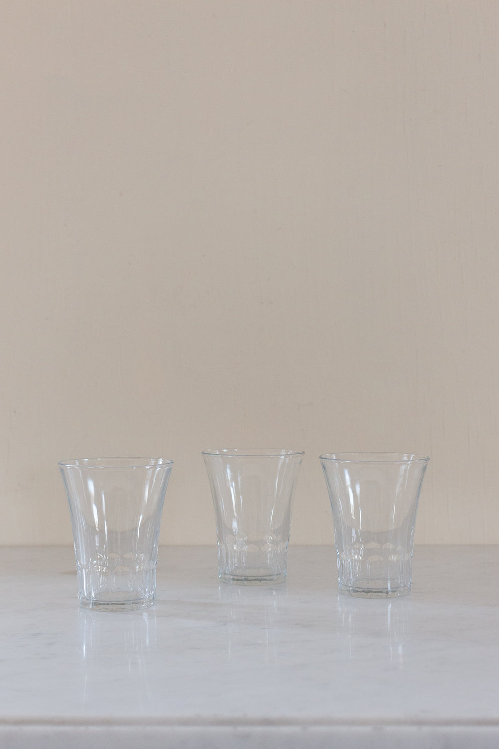 trio of vintage french juice glasses