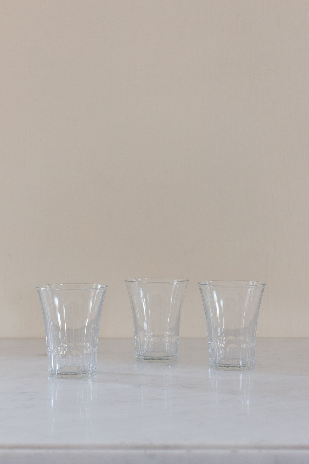 trio of vintage french juice glasses