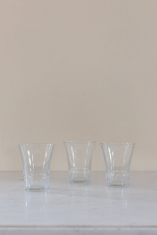trio of vintage french juice glasses