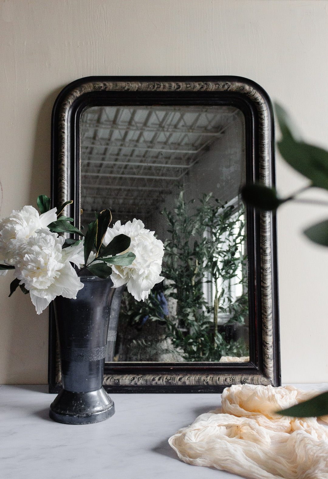 antique French louis philippe mirror, faux tortoise shell