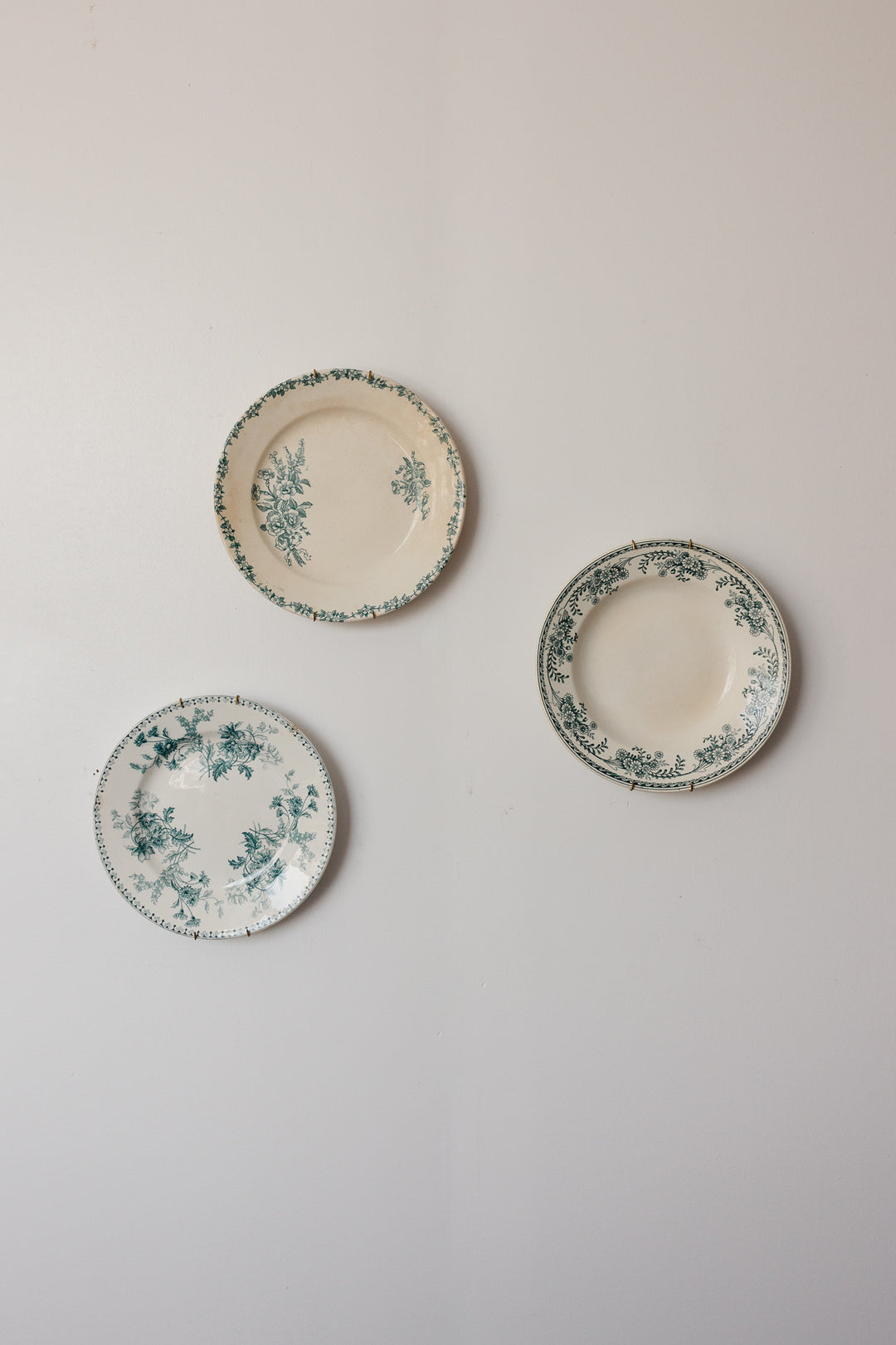 set of three antique French transferware plates