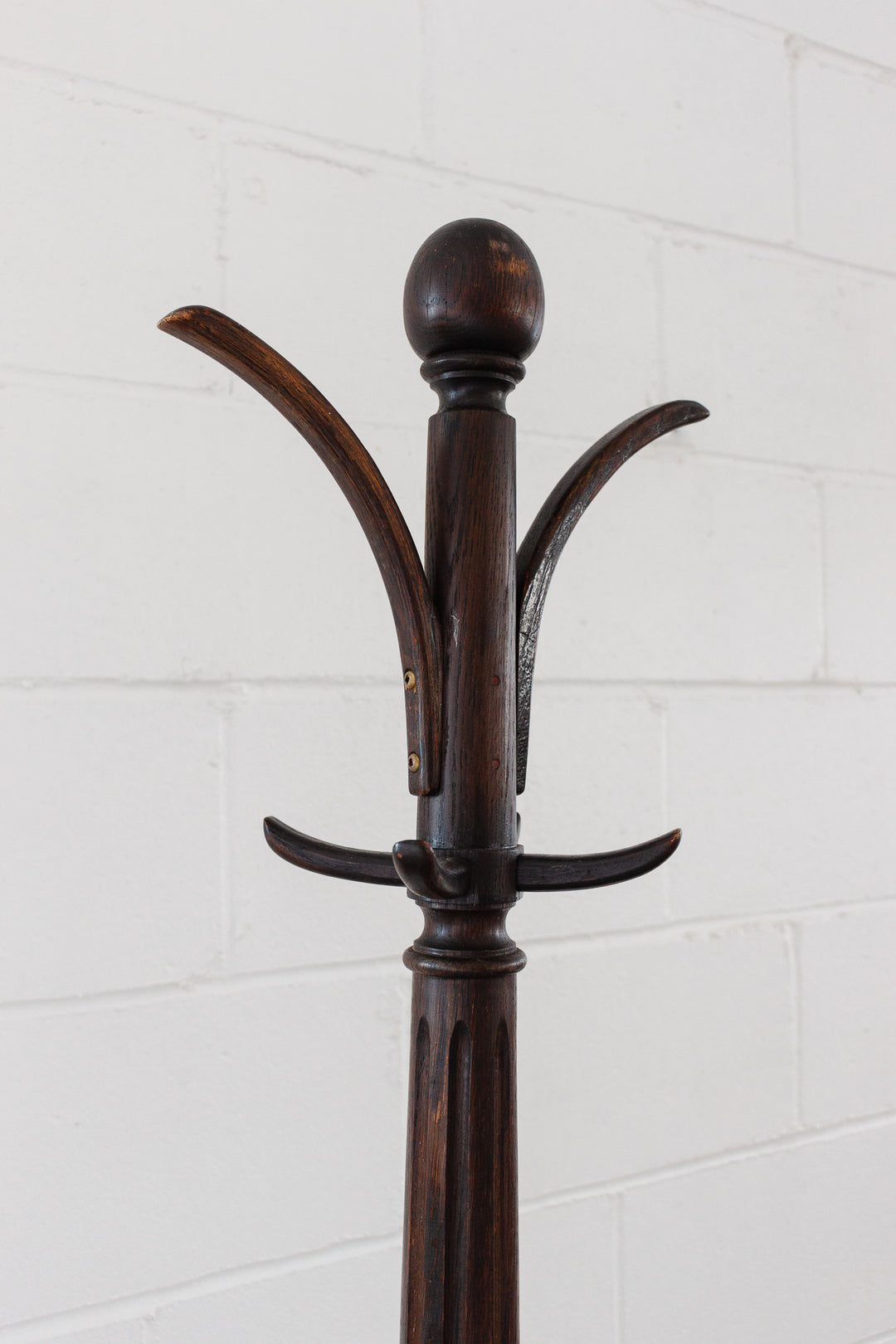 midcentury english carved wood coat stand