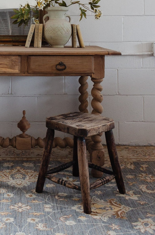 vintage french primitive handmade stool