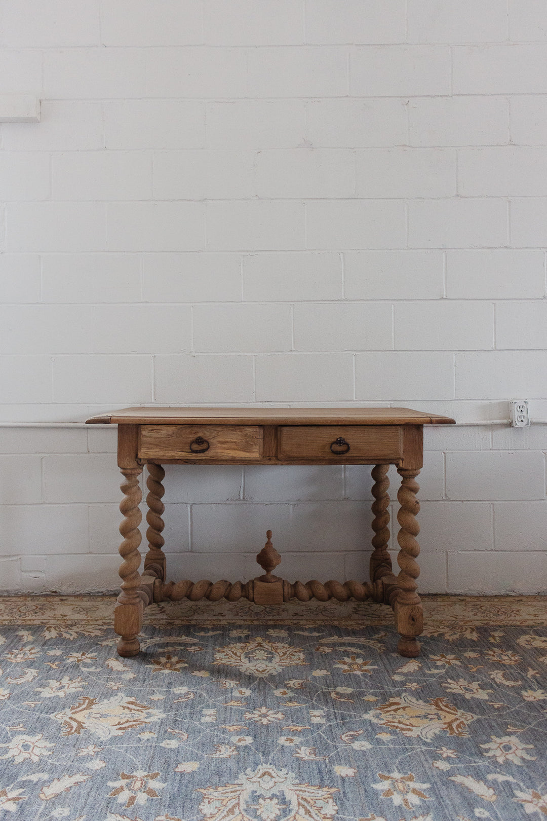 restored French Louis XVII bleached oak and barley twist writing desk