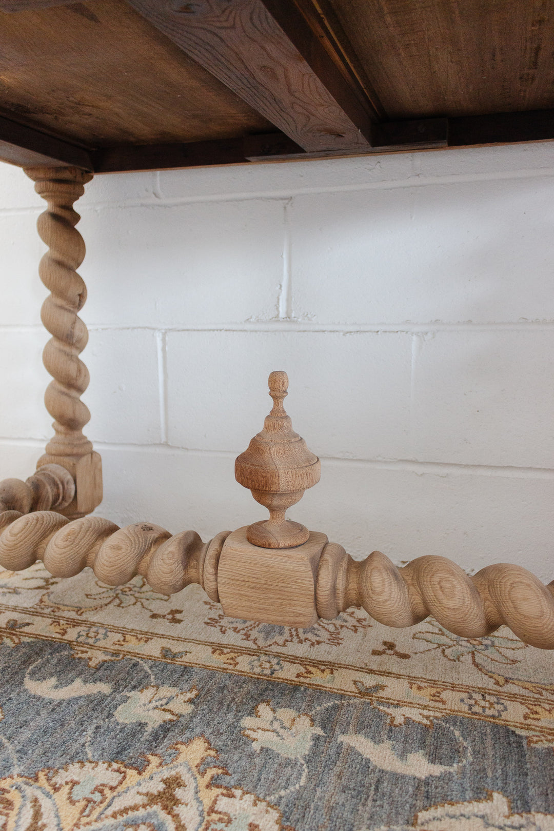 restored French Louis XVII bleached oak and barley twist writing desk