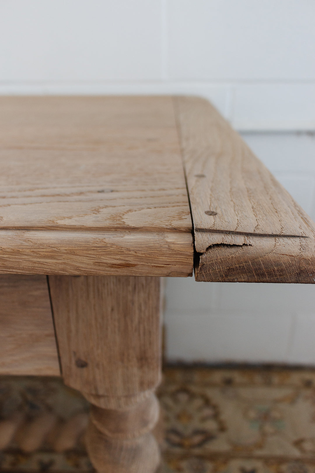 restored French Louis XVII bleached oak and barley twist writing desk