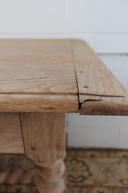 restored French Louis XVII bleached oak and barley twist writing desk