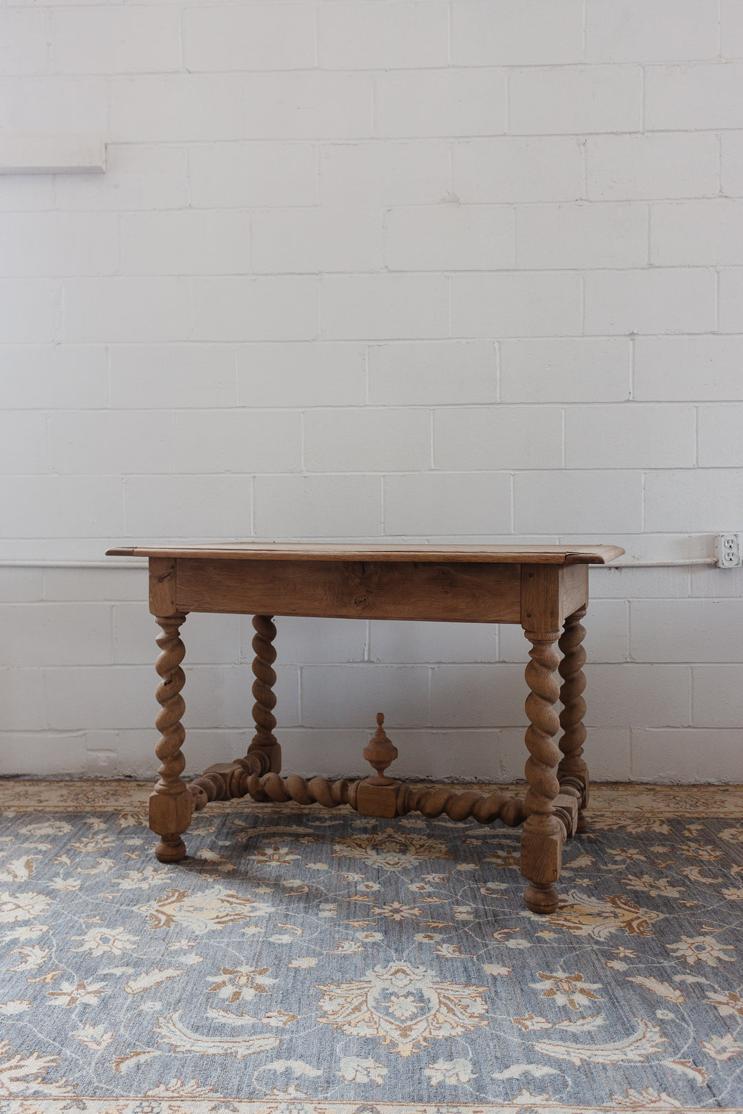restored French Louis XVII bleached oak and barley twist writing desk