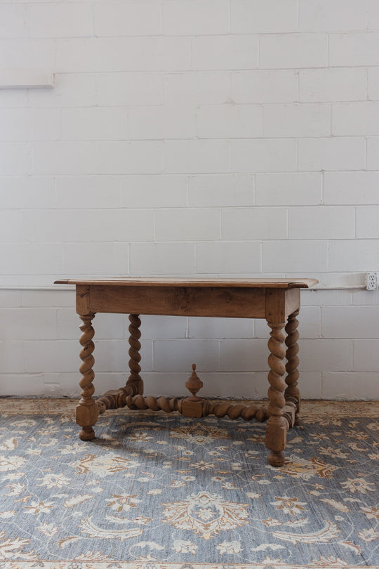 restored French Louis XVII bleached oak and barley twist writing desk