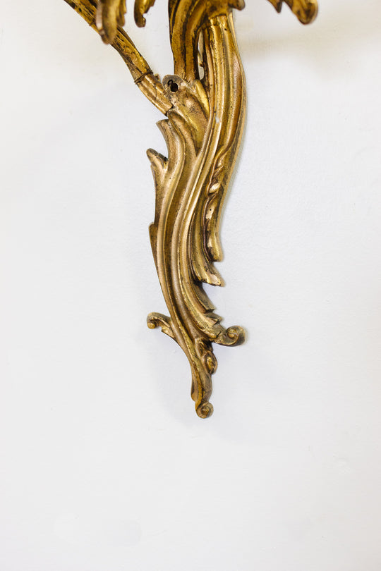 midcentury French regency style gilt wall sconce