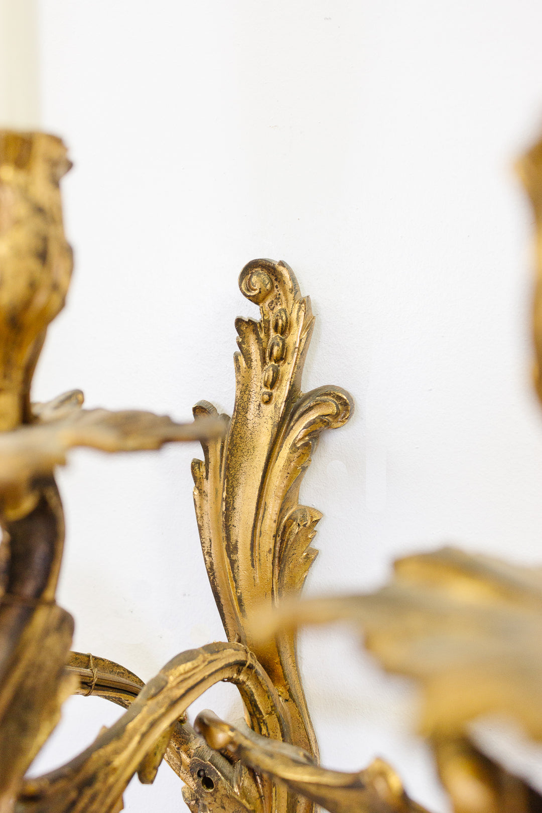 midcentury French regency style gilt wall sconce