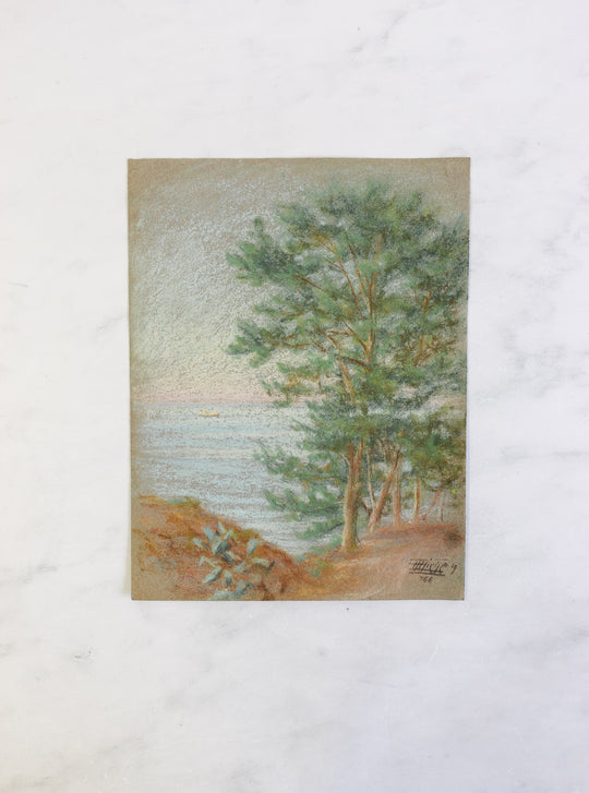 antique french artist portfolio, set of 14 landscape works
