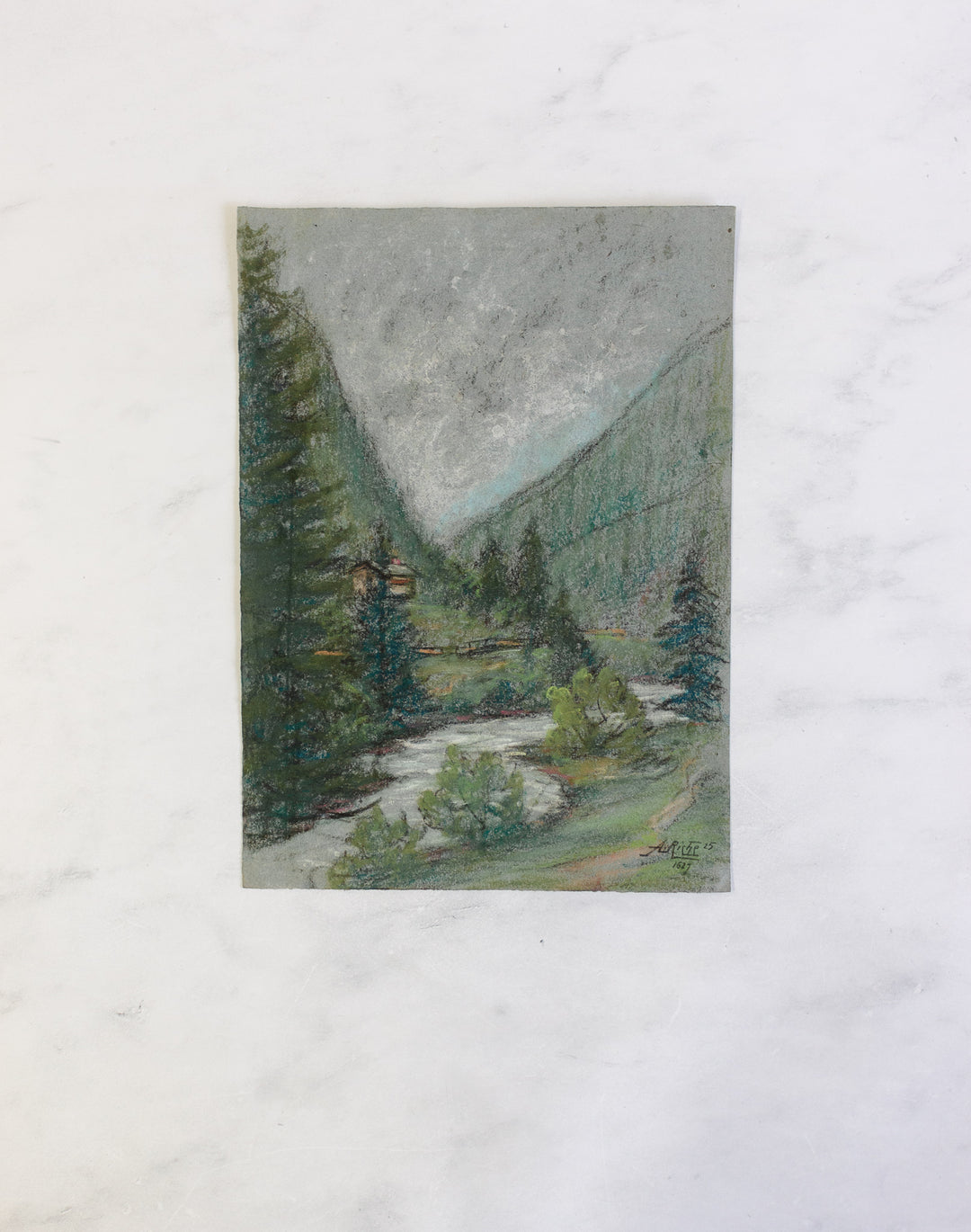 antique french artist portfolio, set of 14 landscape works