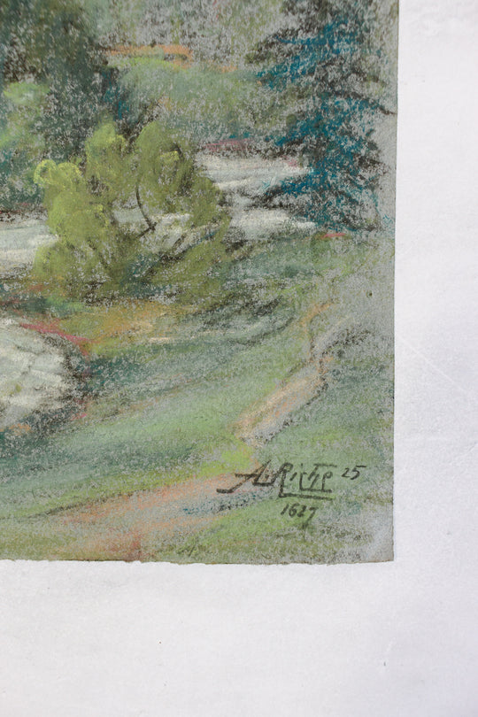 antique french artist portfolio, set of 14 landscape works