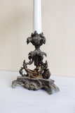 antique French cast iron and opaline candelabra