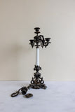 antique French cast iron and opaline candelabra