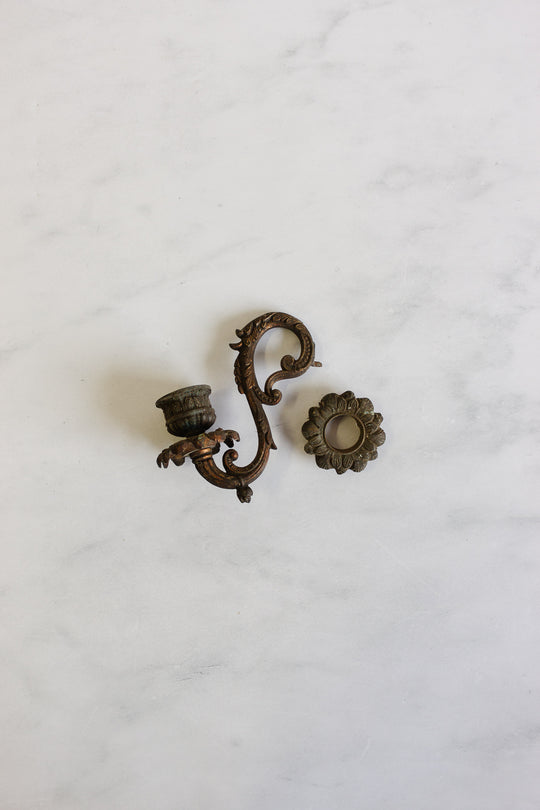 antique French cast iron and opaline candelabra