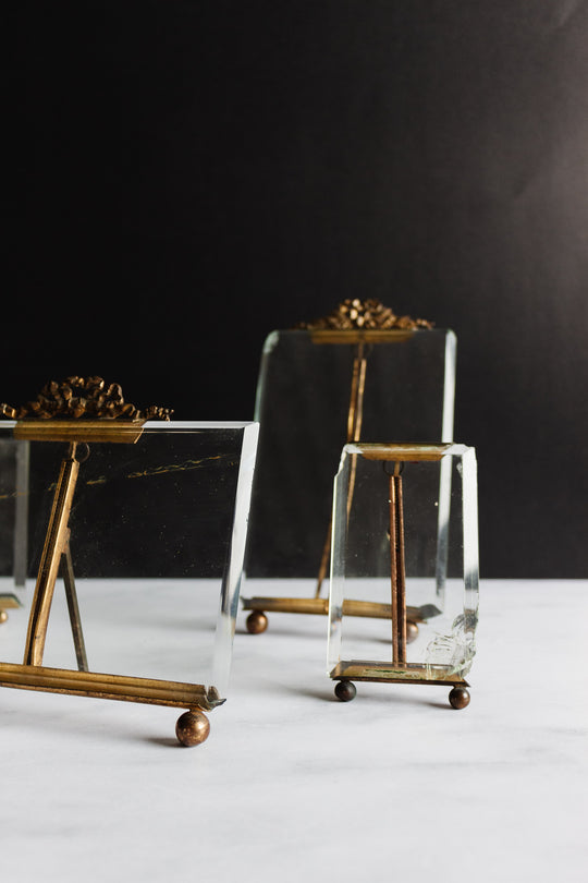 antique French beveled glass picture frames, set of two