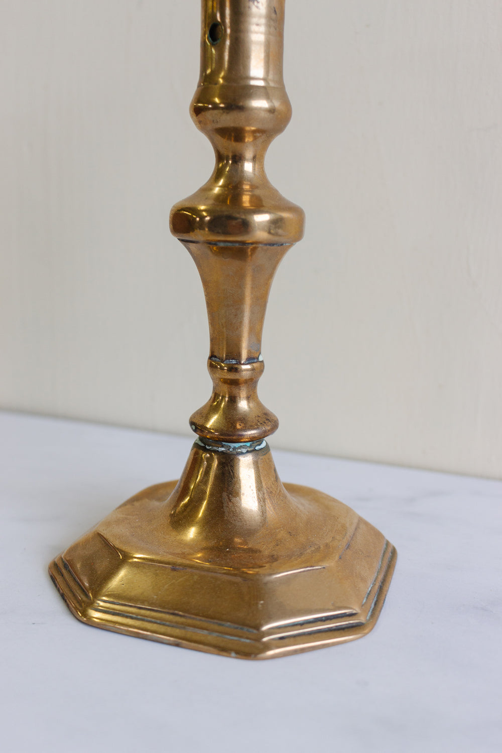 set of two vintage French brass candlesticks