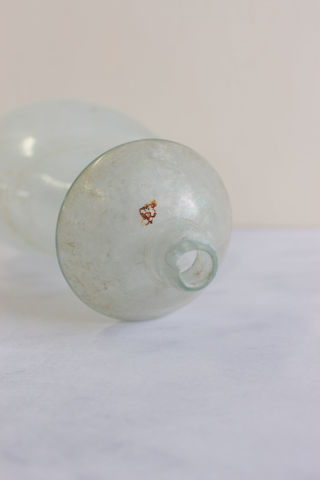 19th century blown glass lamb feeding bottle