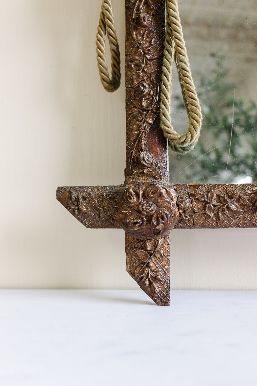 19th century French gilt wood & plaster cross frame mirror