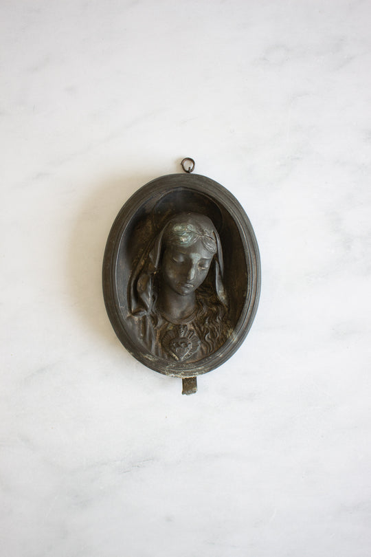 “coeur de marie” bas relief medallion sculpture